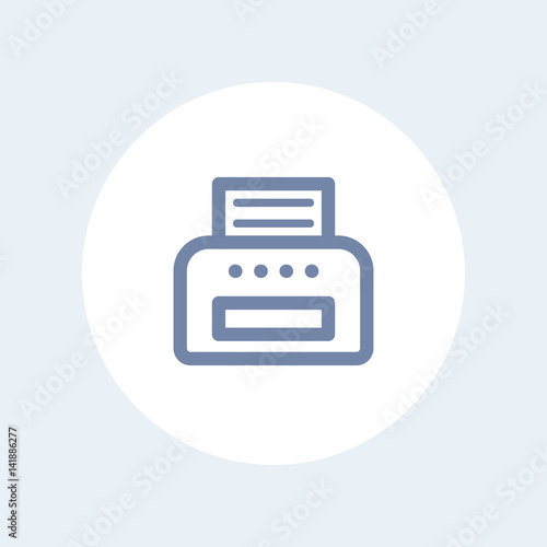 printer icon isolated on white, linear style