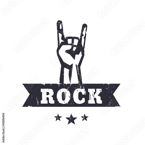 rock vector sign, symbol with popular rock-concert gesture isolated over white