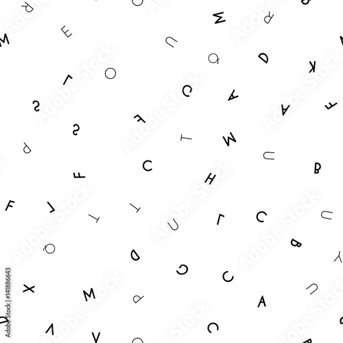 Black letter seamless pattern on white background
