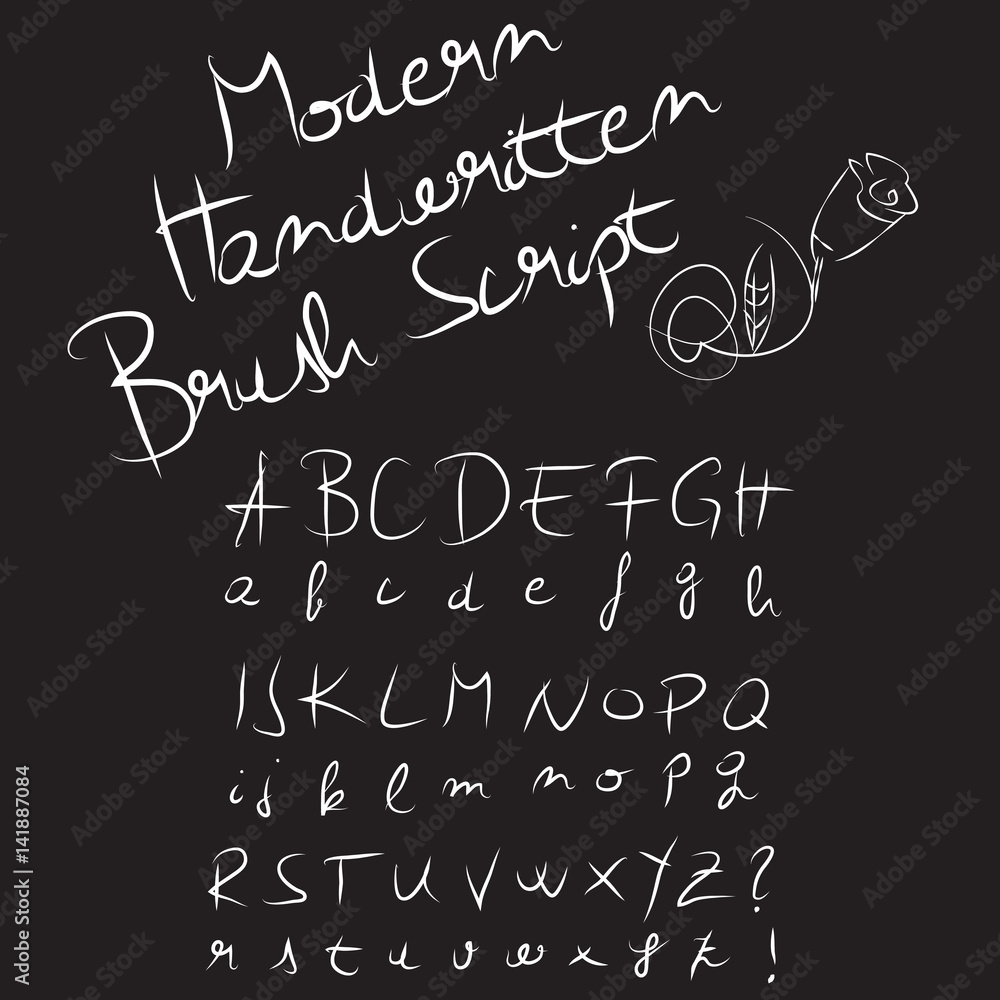 Modern Handwritten Brush Script. Vector abstract alphabet. Modern Handwritten Brush Script. Vector abstract alphabet.