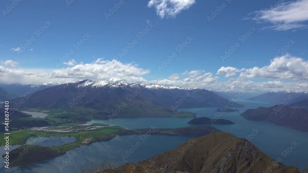 Panorama from Roys Peak at Wanaka lake, New Zealand Panorama from Roys Peak at Wanaka lake, New Zealand