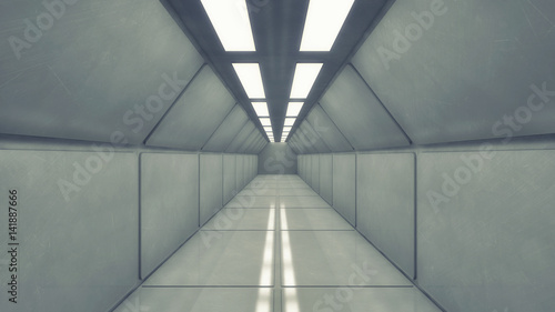 3d rendering. Futuristic background architecture corridor.