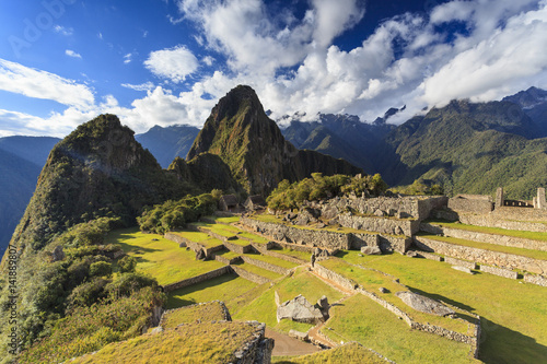 Iconic archeological site of Machu Picchu in the Cusco Region, Urubamba Province, Machupicchu District, Peru, South America photo