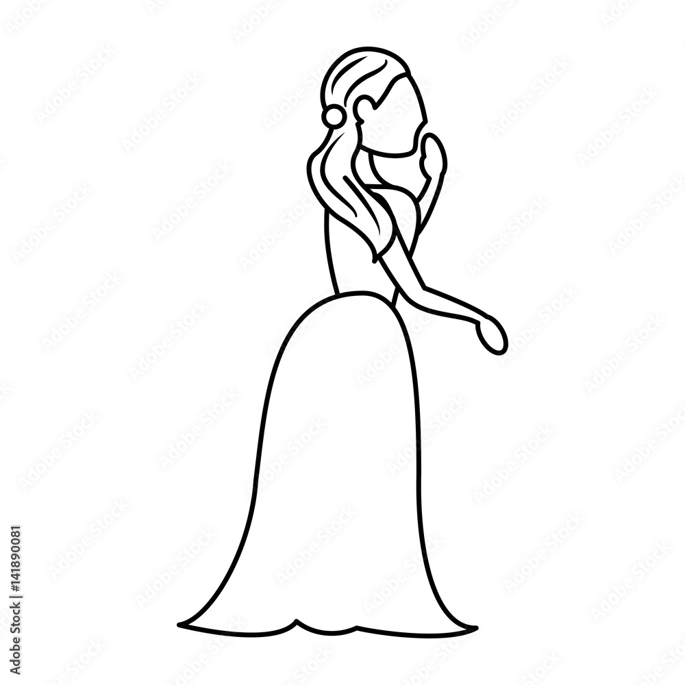 woman bride wedding outline vector illustration eps 10