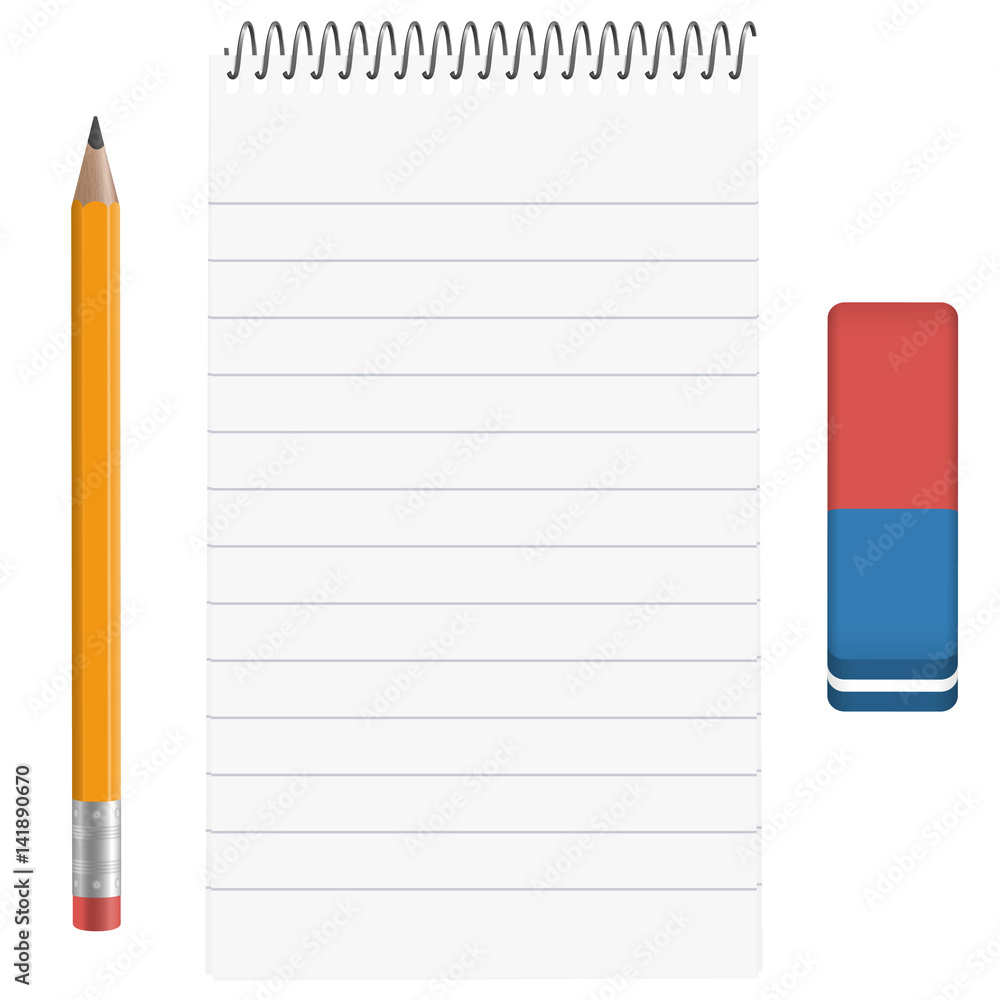 Paper pad with pencil and eraser Paper pad with pencil and eraser