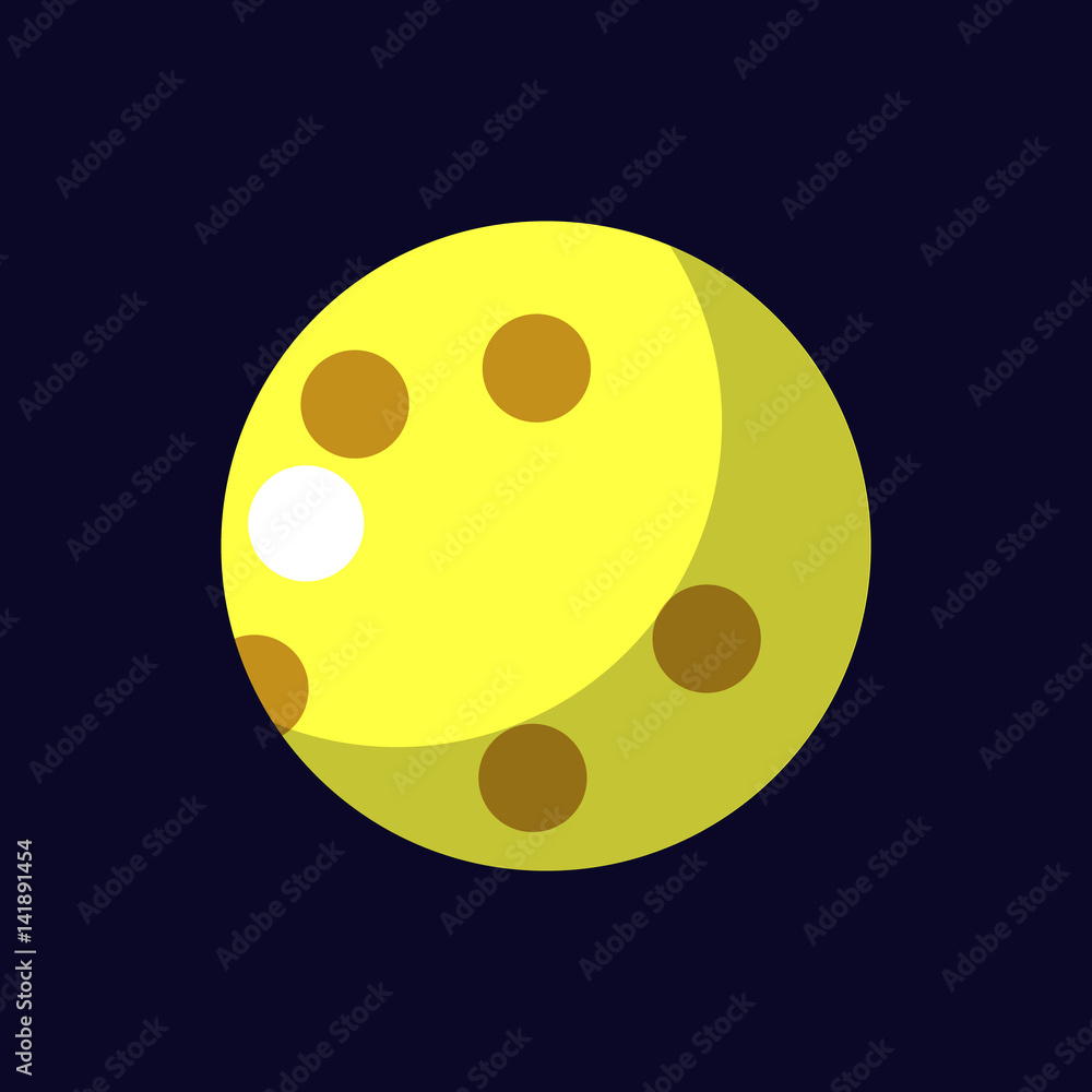 Fototapeta premium Flat Moon Icon. Night symbol. Vector illustration.