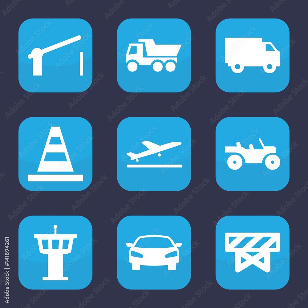 Set of 9 filled traffic icons