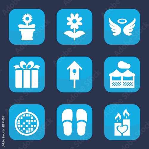 Set of 9 filled decorative icons