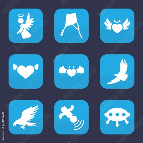 Set of 9 filled flying icons © HN Works