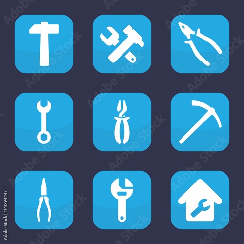 Set of 9 filled wrench icons