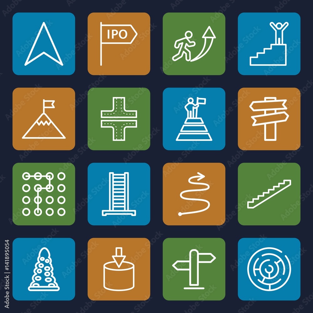 Set of 16 way outline icons Set of 16 way outline icons