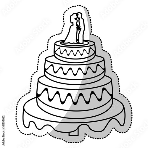 wedding cake couple outline vector illustration eps 10 © Jemastock