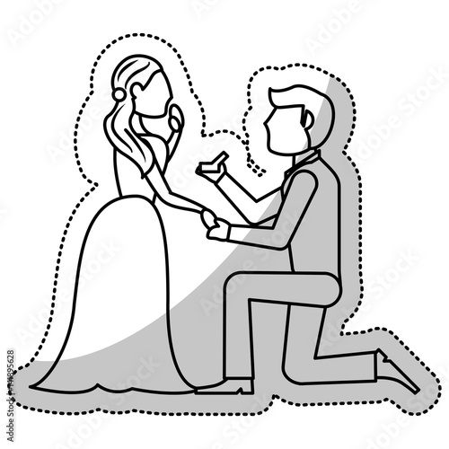 couple wedding proposal romantic outline vector illustration eps 10