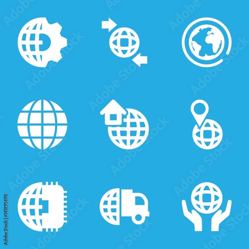 Set of 9 globe filled icons