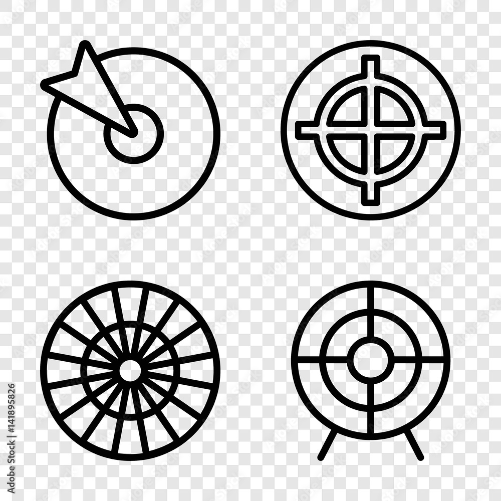 Set of 4 dart outline icons Set of 4 dart outline icons