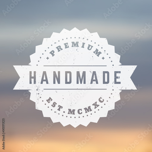 Handmade vintage badge, emblem, vector stamp