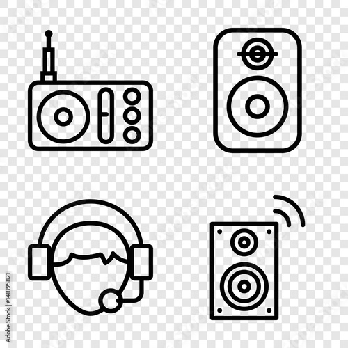 Set of 4 speaker outline icons