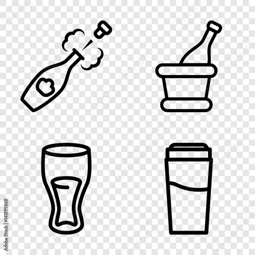 Set of 4 champagne outline icons