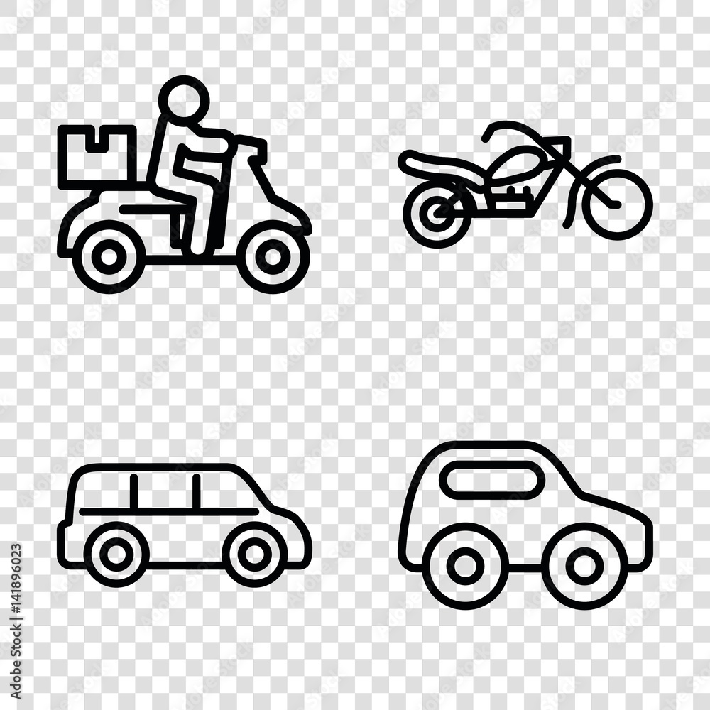 Set of 4 motor outline icons