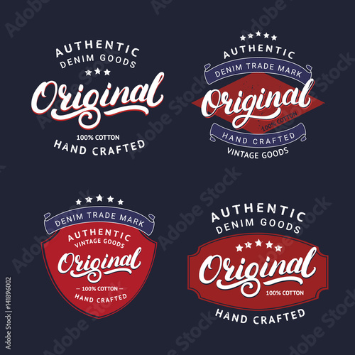 Set of Original hand written lettering for label, badge, tee print.