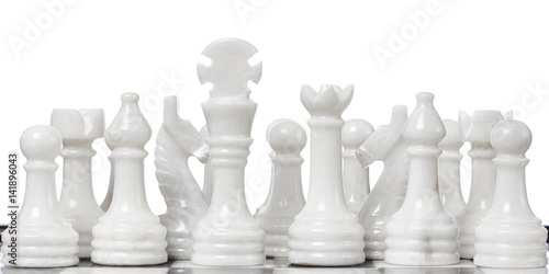 White chessmen on chessboard