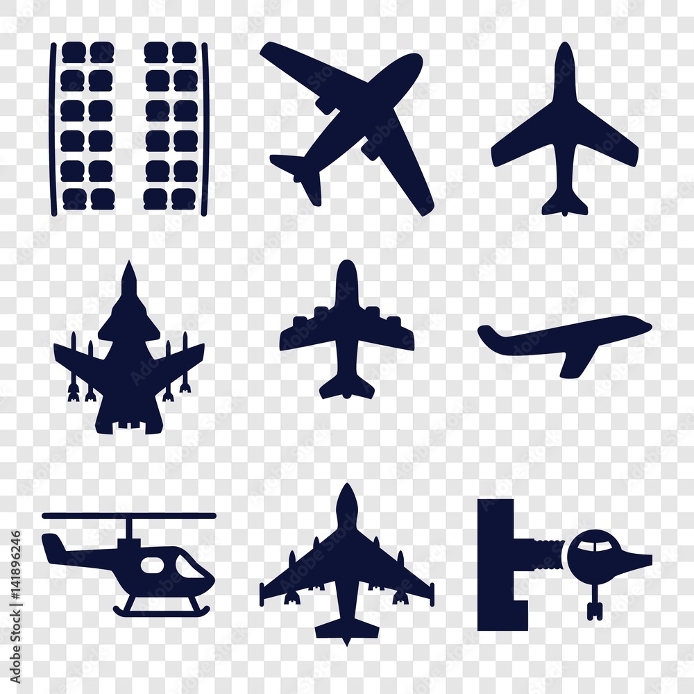Set of 9 airline filled icons