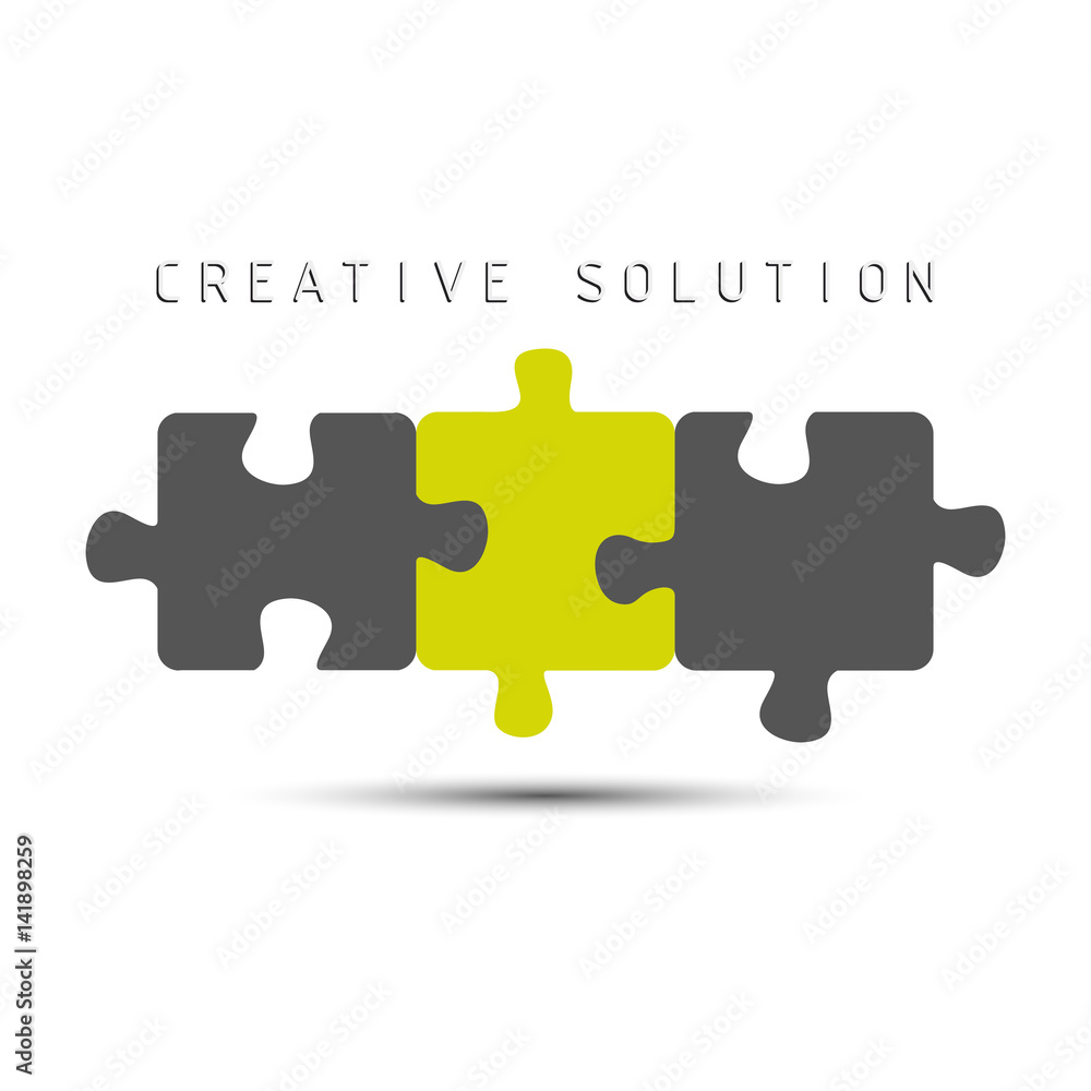 Obraz premium Puzzle icon creative solution isolated on white background