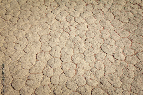 Mud texture of drying prism desiccation cracks in soil.