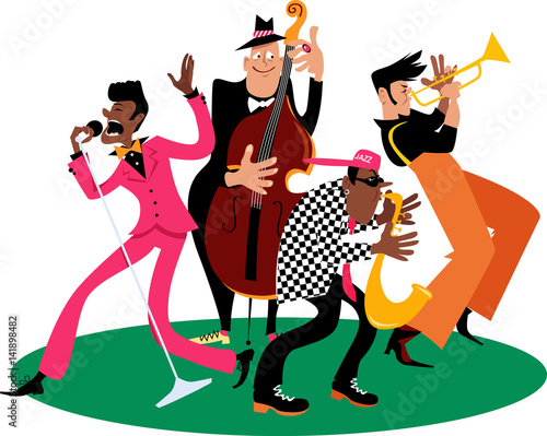 Jazz band performing, EPS 8 vector illustration