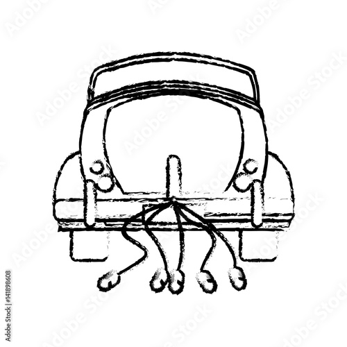 classic car just married sketch vector illustration epps 10