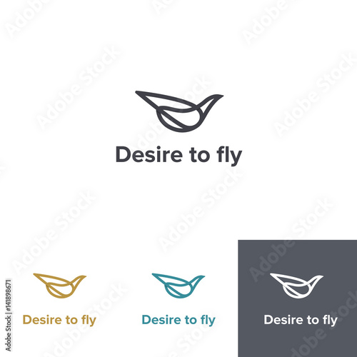 Fly logo design. Vector logotype with bird shape
