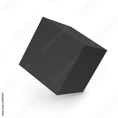 3D abstract black cube isolated on white