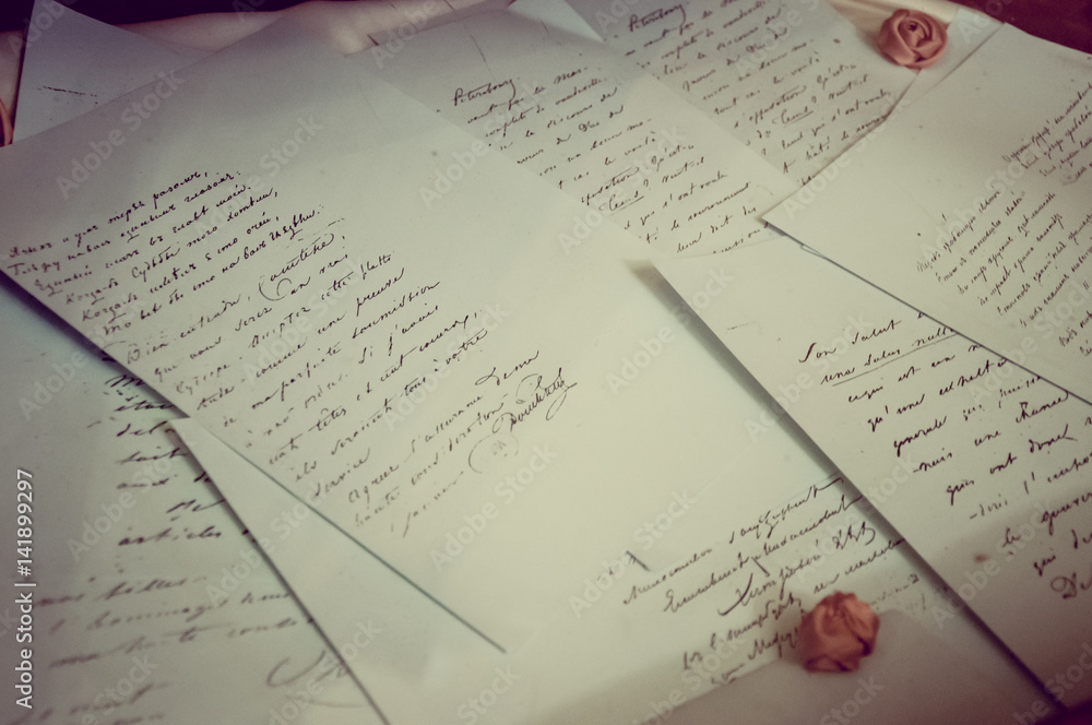 Fototapeta premium Old letters written with a feather