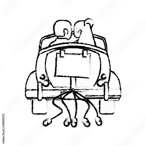 couple just married car sketch vector illustration eps 10
