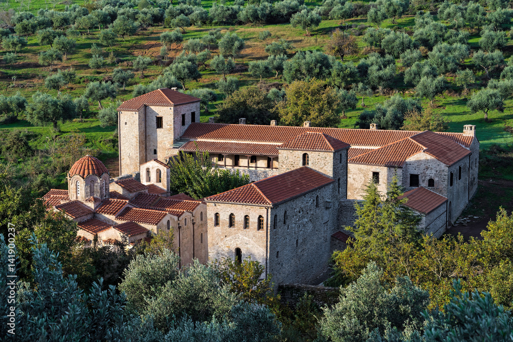 View of the monastery complex of Andromonastiro in Peloponnese, Greece