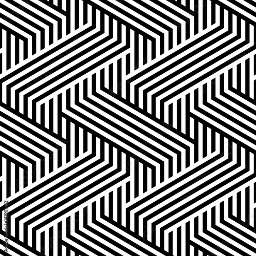 Vector seamless pattern. Modern stylish texture. Monochrome geometric pattern from intersecting strips.