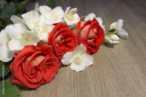 Roses and jasmine flowers