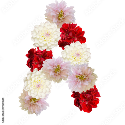 Letter A of flowers
