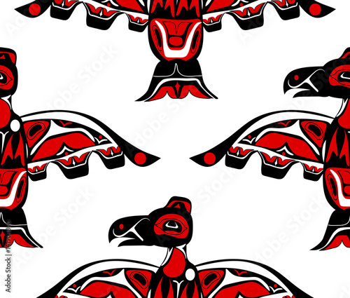 totem bird indigenous art stylization