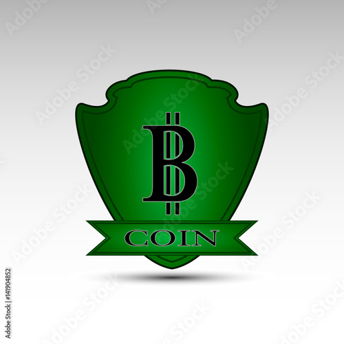 The vector shield with bitcoin symbol