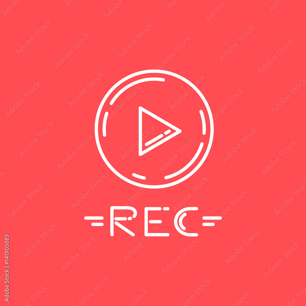 Vector line icon of record button. Suitable for menus of recording and video recording programs. Vector line icon of record button. Suitable for menus of recording and video recording programs.