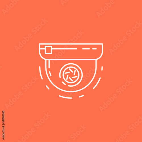 Round Surveillance Camera vector line icon. Sign for infographic, website or app.