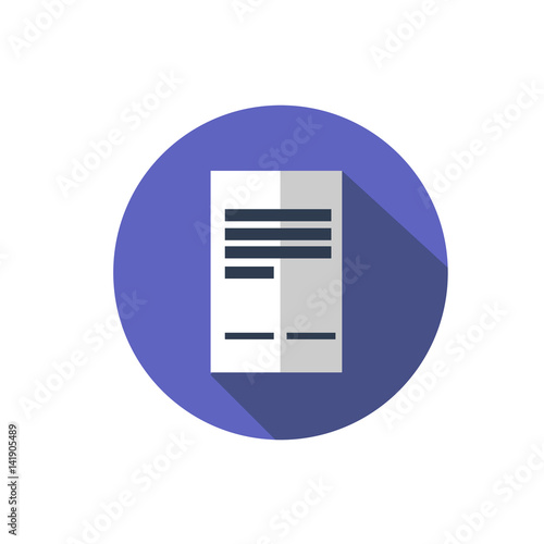 Flat document icon. Folder with business files. Question with a long shadow. Icon in the circle.