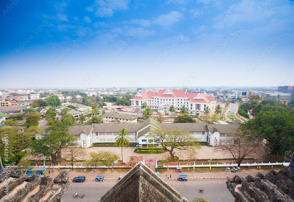 View of Vientiane from Victory Gate Patuxai, Laos, Southeast Asia
