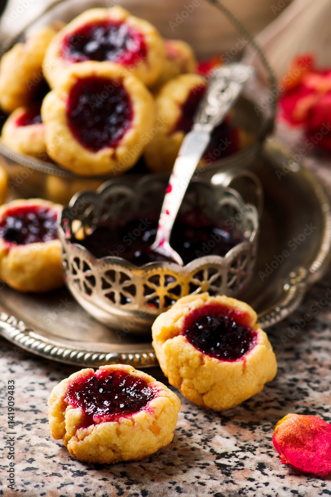 cookies with blackcurrant jam..style rustic cookies with blackcurrant jam..style rustic