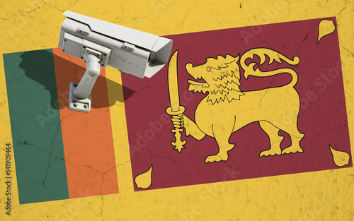 Sri Lanka flag with CCTV street camera photo