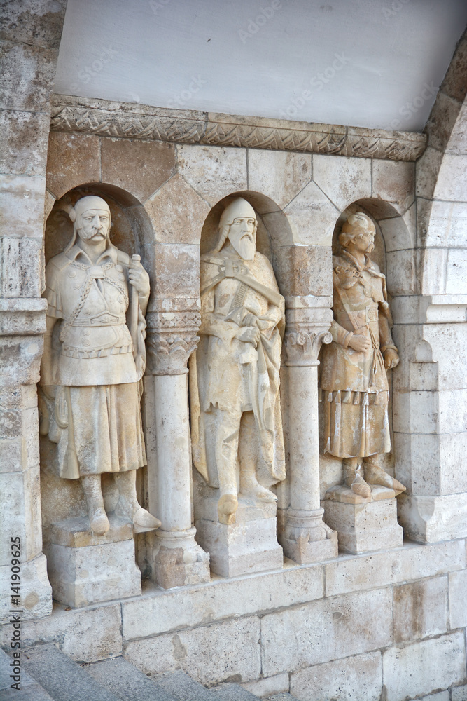 Knight statues from Fisherman's Bastion, Budapest, Hungary