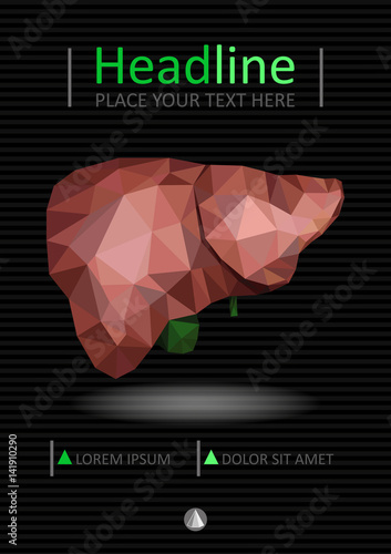 Book cover template with Realistic human liver with bile duct and gallbladder