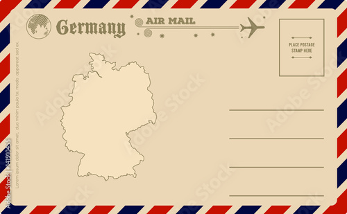 Vintage postcard with map of Germany
