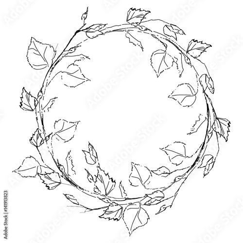 Wreath of birch leaves.